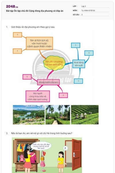 Bài tập Ôn tập chủ đề Cộng đồng địa phương có đáp án