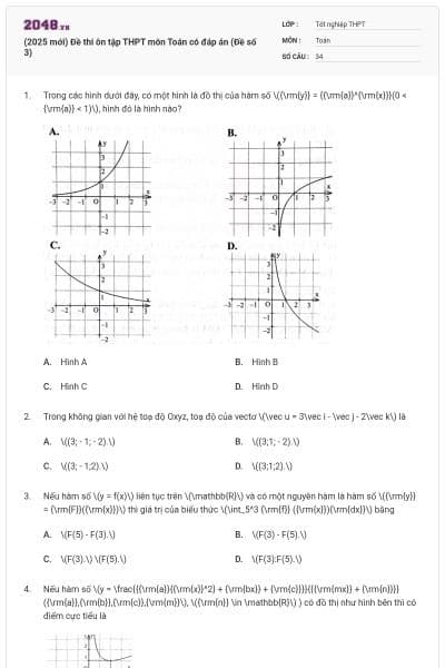 (2025 mới) Đề thi ôn tập THPT môn Toán có đáp án (Đề số 3)