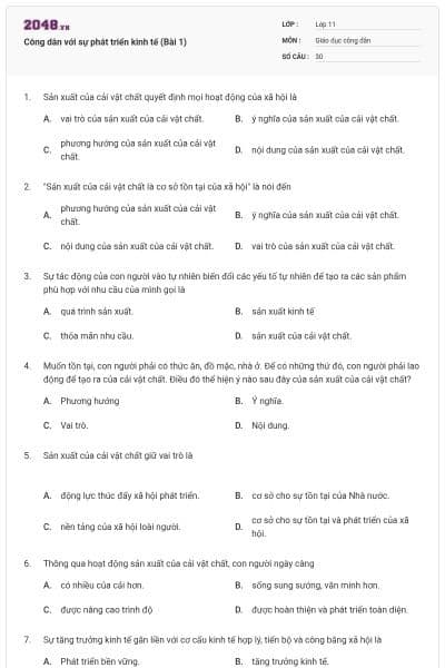 Công dân với sự phát triển kinh tế (Bài 1)