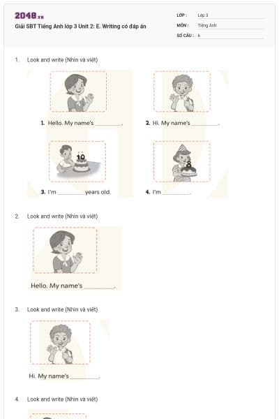 Giải SBT Tiếng Anh lớp 3 Unit 2: E. Writing có đáp án