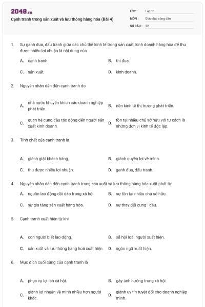 Cạnh tranh trong sản xuất và lưu thông hàng hóa (Bài 4)