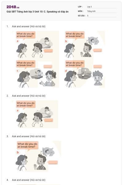 Giải SBT Tiếng Anh lớp 3 Unit 10: C. Speaking có đáp án