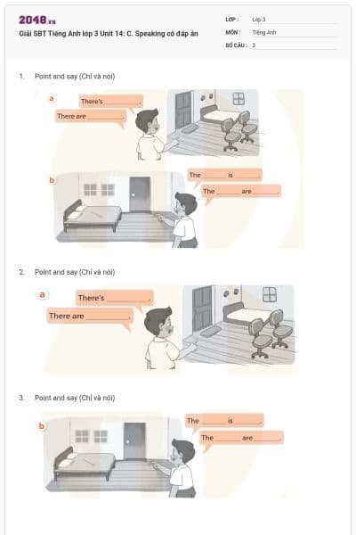 Giải SBT Tiếng Anh lớp 3 Unit 14: C. Speaking có đáp án