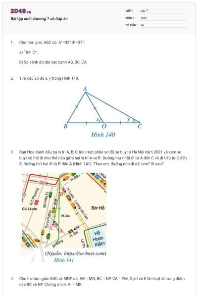 Bài tập cuối chương 7 có đáp án