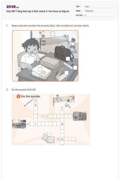 Giải SBT Tiếng Anh lớp 3 Self-check 2: Fun time có đáp án