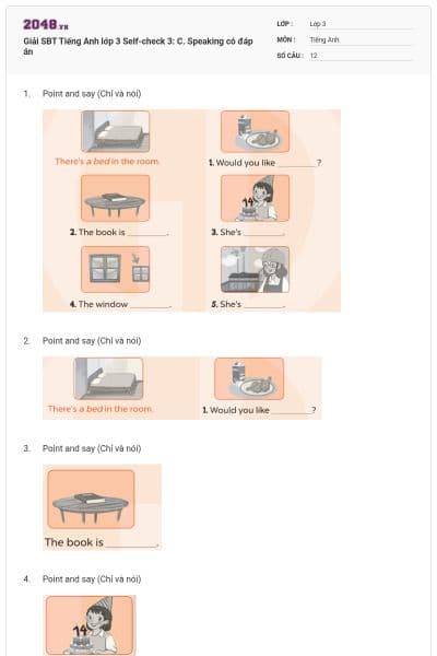 Giải SBT Tiếng Anh lớp 3 Self-check 3: C. Speaking có đáp án