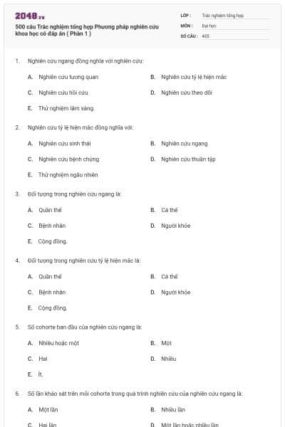 500 câu Trắc nghiệm tổng hợp Phương pháp nghiên cứu khoa học có đáp án ( Phần 1 )