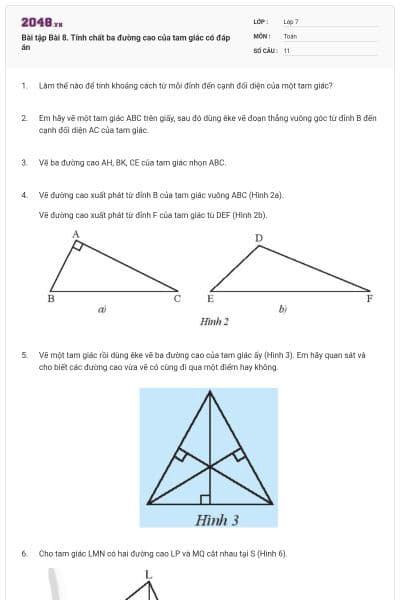 Bài tập Bài 8. Tính chất ba đường cao của tam giác có đáp án