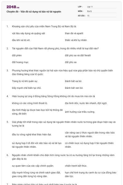 Chuyên đề - Vấn đề sử dụng và bảo vệ tài nguyên