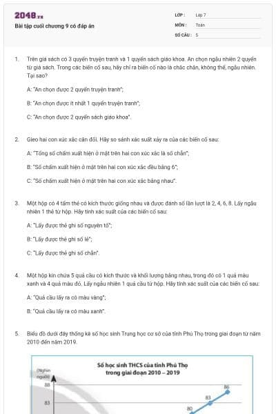 Bài tập cuối chương 9 có đáp án