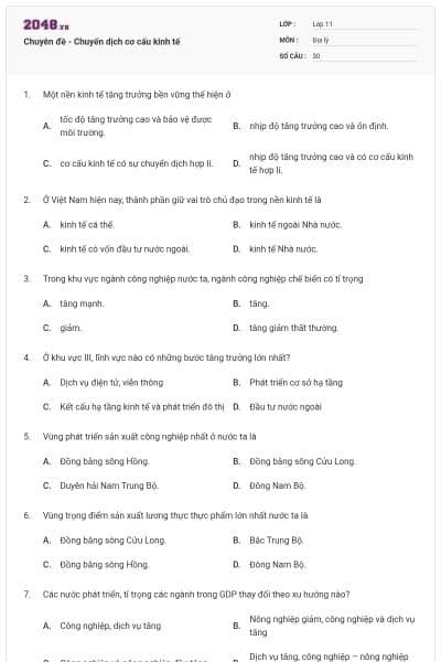 Chuyên đề - Chuyển dịch cơ cấu kinh tế