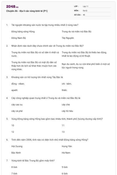 Chuyên đề - Địa lí các vùng kinh tế (P1)