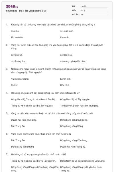 Chuyên đề - Địa lí các vùng kinh tế (P2)