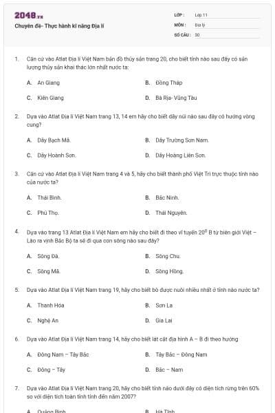 Chuyên đề- Thực hành kĩ năng Địa lí