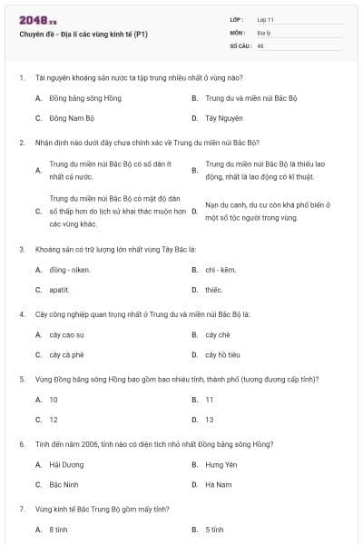 Chuyên đề - Địa lí các vùng kinh tế (P1)