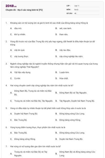 Chuyên đề - Địa lí các vùng kinh tế (P2)