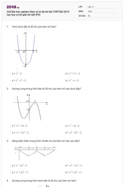 220 Bài trắc nghiệm Hàm số từ đề thi thử THPTQG 2019 cực hay có lời giải chi tiết (P5)