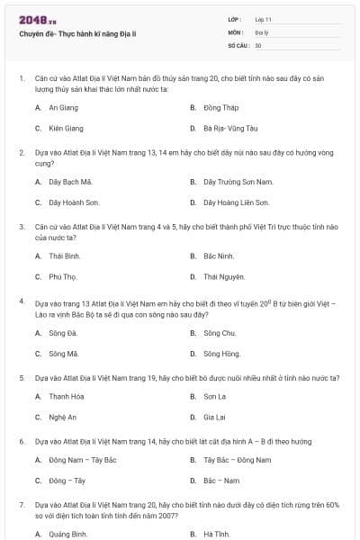 Chuyên đề- Thực hành kĩ năng Địa lí