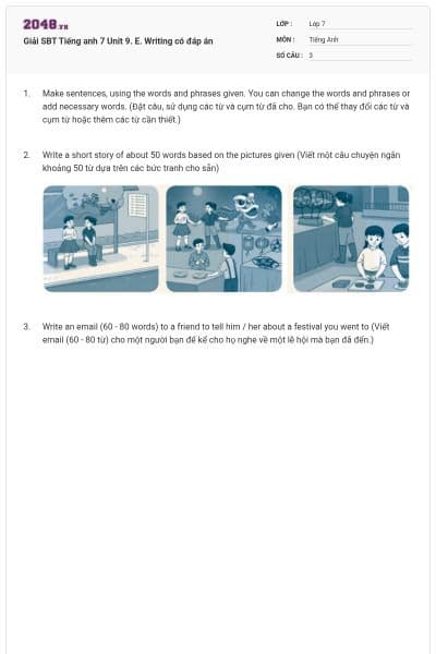 Giải SBT Tiếng anh 7 Unit 9. E. Writing có đáp án