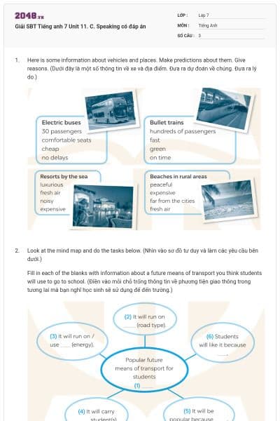 Giải SBT Tiếng anh 7 Unit 11. C. Speaking có đáp án
