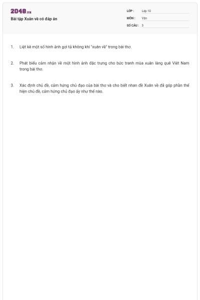 Bài tập Xuân về có đáp án