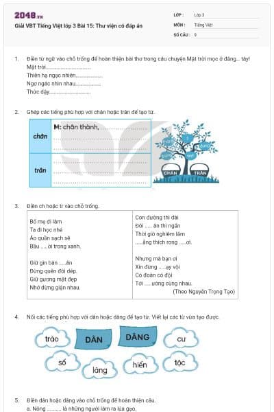 Giải VBT Tiếng Việt lớp 3 Bài 15: Thư viện có đáp án