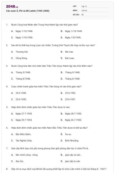 Các nước Á, Phi và Mĩ Latinh (1945-2000)