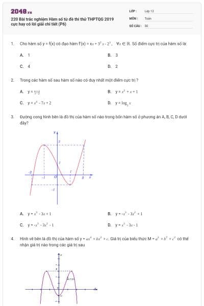 220 Bài trắc nghiệm Hàm số từ đề thi thử THPTQG 2019 cực hay có lời giải chi tiết (P6)