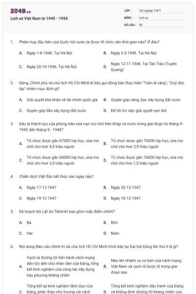 Lịch sử Việt Nam từ 1945 - 1954