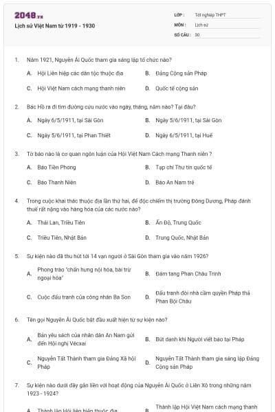 Lịch sử Việt Nam từ 1919 - 1930