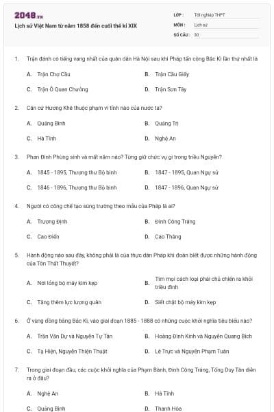 Lịch sử Việt Nam từ năm 1858 đến cuối thế kỉ XIX