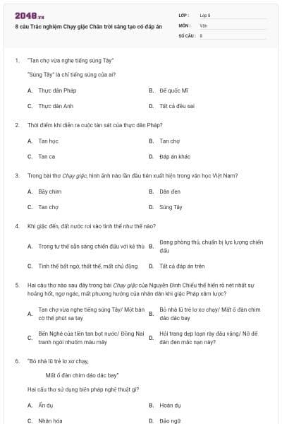 8 câu Trắc nghiệm Chạy giặc Chân trời sáng tạo có đáp án