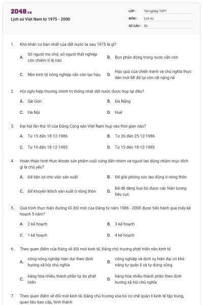 Lịch sử Việt Nam từ 1975 - 2000