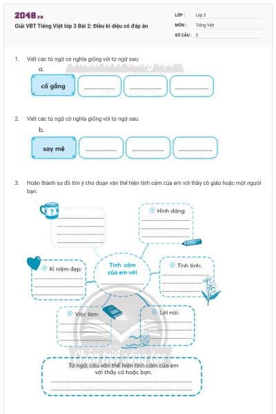 Giải VBT Tiếng Việt lớp 3 Bài 2: Điều kì diệu có đáp án