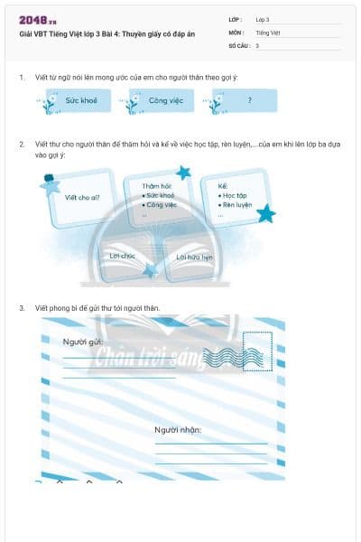 Giải VBT Tiếng Việt lớp 3 Bài 4: Thuyền giấy có đáp án