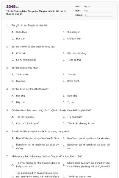 12 câu Trắc nghiệm Tác phẩm Thuyền và biển Kết nối tri thức có đáp án