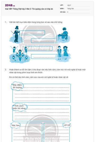 Giải VBT Tiếng Việt lớp 3 Bài 2: Tin quảng cáo có đáp án