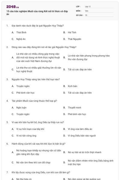 15 câu trắc nghiệm Muối của rừng Kết nối tri thức có đáp án