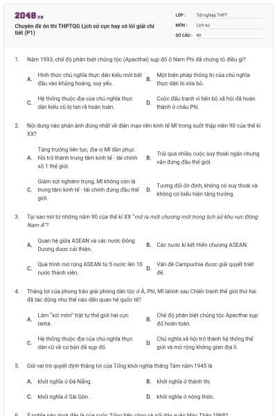 Chuyên đề ôn thi THPTQG Lịch sử cực hay có lời giải chi tiết (P1)