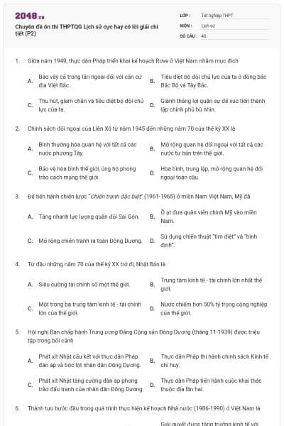 Chuyên đề ôn thi THPTQG Lịch sử cực hay có lời giải chi tiết (P2)
