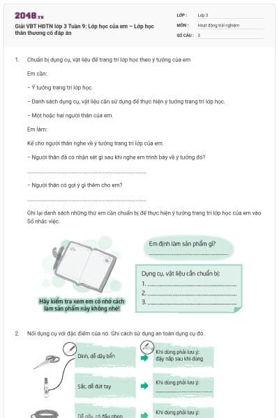 Giải VBT HĐTN lớp 3 Tuần 9: Lớp học của em – Lớp học thân thương có đáp án