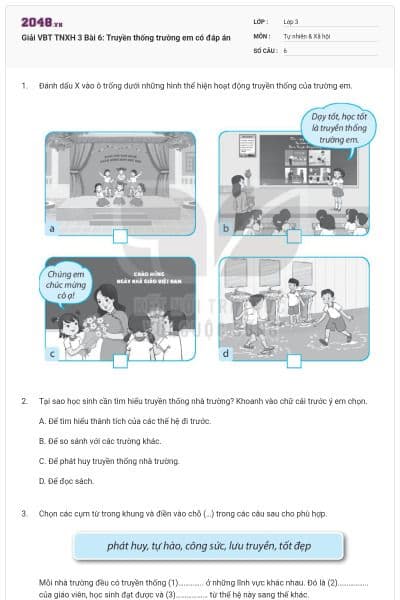 Giải VBT TNXH 3 Bài 6: Truyền thống trường em có đáp án