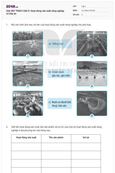 Giải VBT TNXH 3 Bài 9: Hoạt động sản xuất nông nghiệp có đáp án