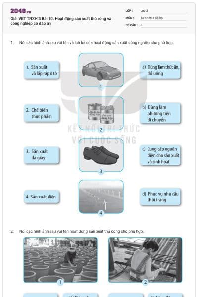 Giải VBT TNXH 3 Bài 10: Hoạt động sản xuất thủ công và công nghiệp có đáp án