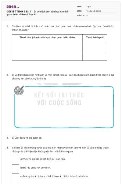 Giải VBT TNXH 3 Bài 11: Di tích lịch sử - văn hoá và cảnh quan thiên nhiên có đáp án