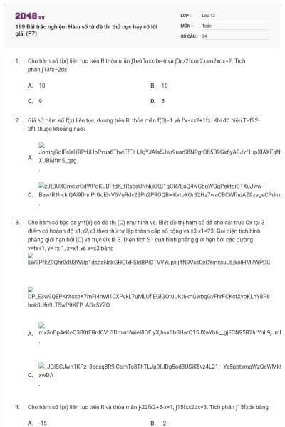 199 Bài trắc nghiệm Hàm số từ đề thi thử cực hay có lời giải (P7)