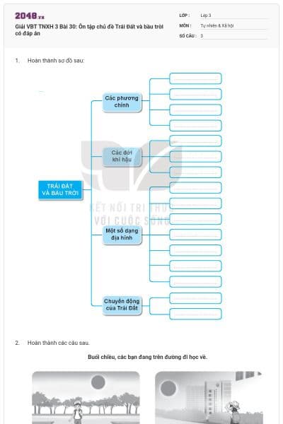 Giải VBT TNXH 3 Bài 30: Ôn tập chủ đề Trái Đất và bầu trời có đáp án