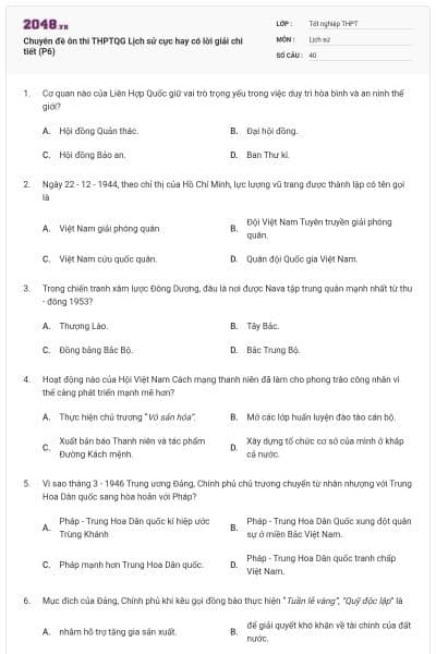 Chuyên đề ôn thi THPTQG Lịch sử cực hay có lời giải chi tiết (P6)