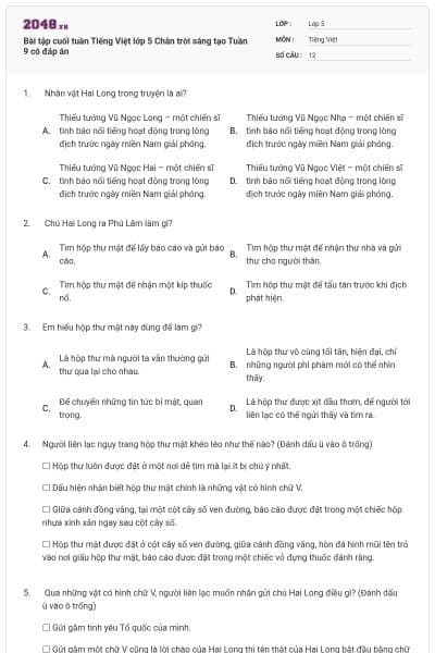 Bài tập cuối tuần Tiếng Việt lớp 5 Chân trời sáng tạo Tuần 9 có đáp án