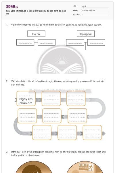 Giải VBT TNXH Lớp 3 Bài 5: Ôn tập chủ đề gia đình có đáp án